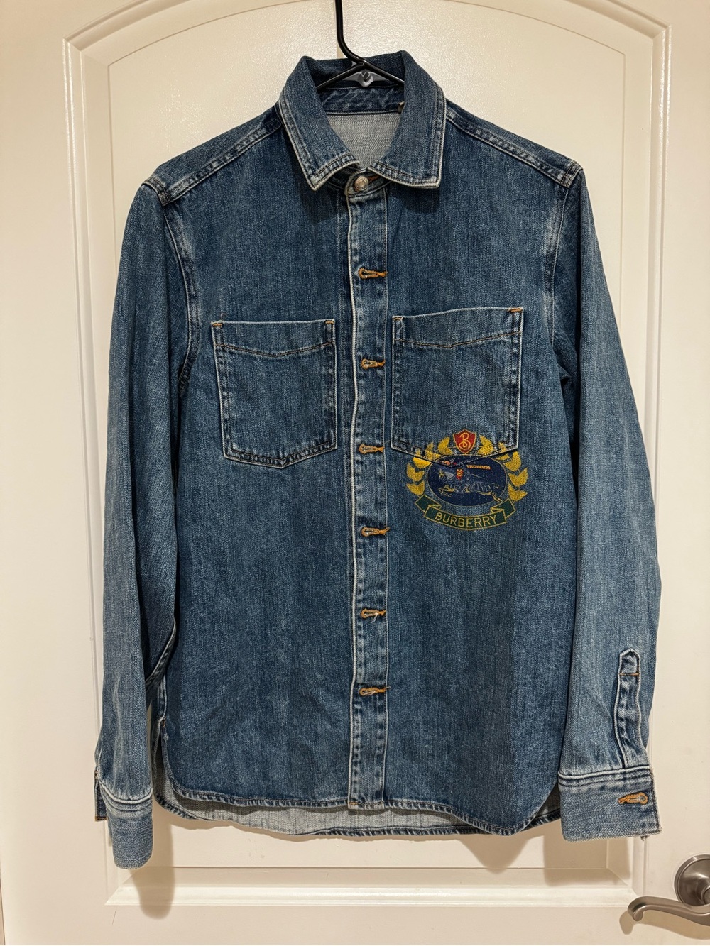 Burberry Denim Shirt Polestone printed overshirt